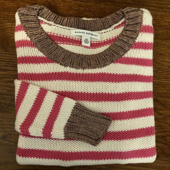 XS Banana Republic Pink & White Striped Sweater - Picture 1 of 1